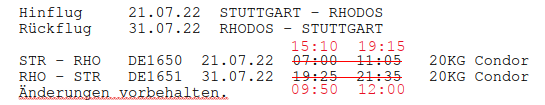 Reisepreisminderung bei Flugzeitenverschiebung - ein anwaltlicher Selbstversuch.